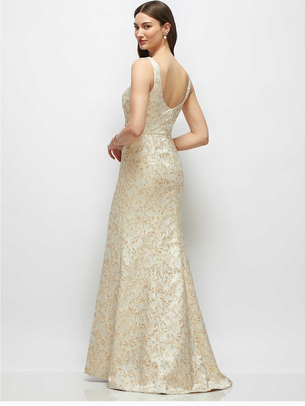 ALFRED SUNG Ivory and Gold Floral Brocade A-Line Wedding Dress- NWT - Picture 9 of 10